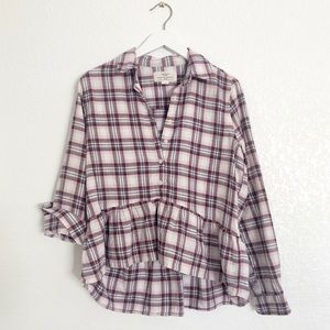 Birds of Paradise July 4th Pink Plaid Top S Ruffle